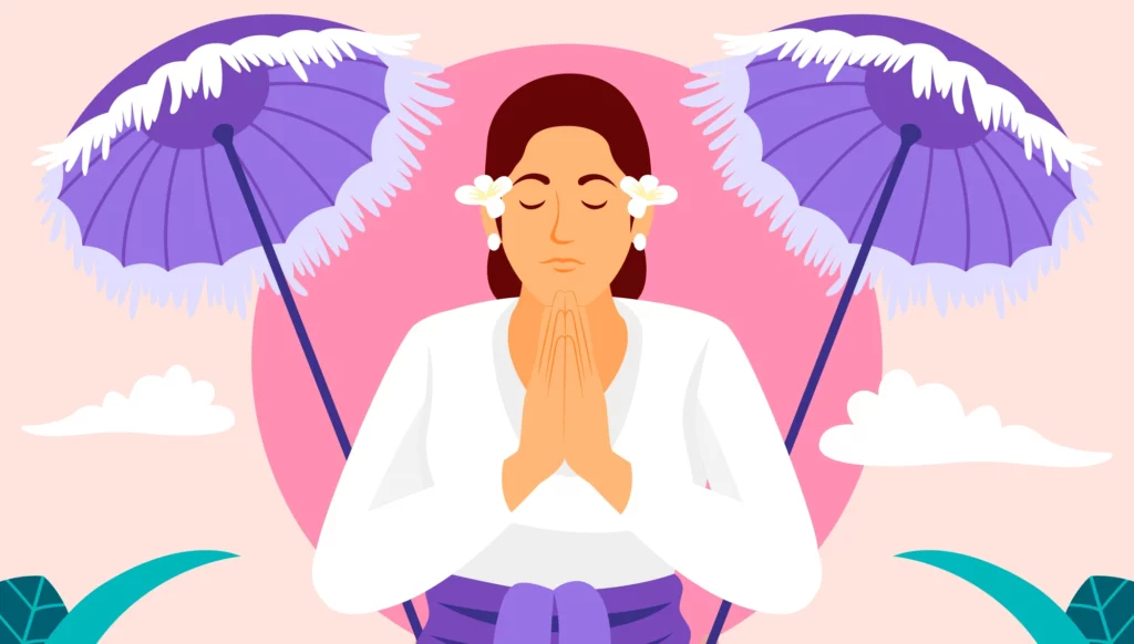 Ilustrasi perempuan Bali dan tradisi 'sing beling sing nganten'
