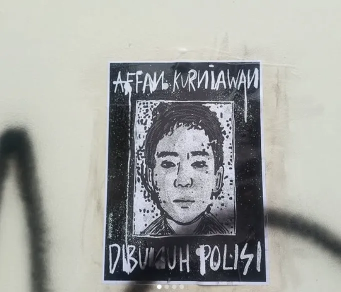 (Poster Affan Kurniawan dalam aksi di Mako Brimob, Jakarta/ Foto: Luthfi Maulana Adhari)