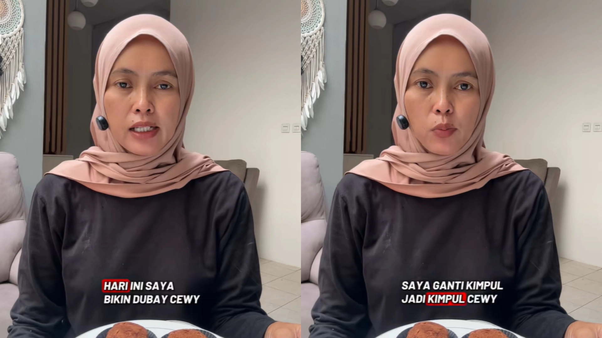 Konten mengganti bahan pangan menjadi kimpul oleh Tin di akun TikTok-nya (sumber foto: tangkapan layar Konde.co/TikTok @black.sheep8208)