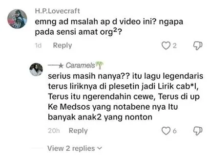 Komentar warganet terkait parodi lagu I Don't Love You dari My Chemical Romance